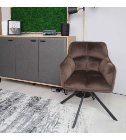 Кресло VIRGINIA, поворотное, велюр, шоколадный HCJ-10/черный