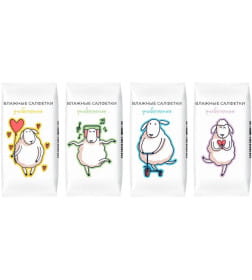 Салфетки влажные универсальные с хлопком, 8 шт (дизайн в ассортименте)