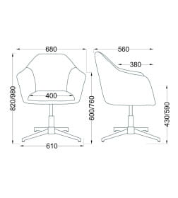 Стул DUBAI, поворотный, (синий велюр/золото)