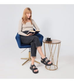 Стул DUBAI, поворотный, (синий велюр/золото)