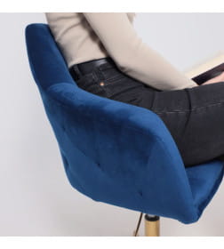 Стул DUBAI, поворотный, (синий велюр/золото)