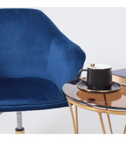 Стул DUBAI, поворотный, (синий велюр/золото)