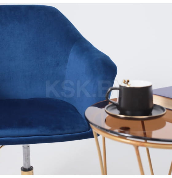 Стул DUBAI, поворотный, (синий велюр/золото) (62676) 