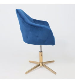 Стул DUBAI, поворотный, (синий велюр/золото)