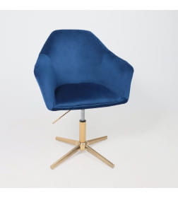 Стул DUBAI, поворотный, (синий велюр/золото)