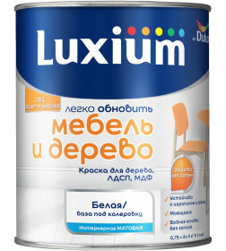 Краска LUXIUM Мебель и Дерево матовая 0,75л белая BW 