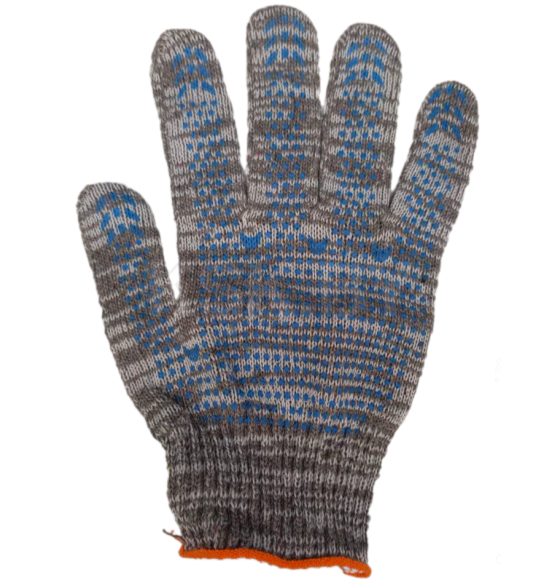 Перчатки трикотажные с ПВХ  х/б 10 кл. 160 текст. 19 размер , серые, 00692 (00692) 