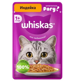 Корм консервированный WHISKAS для взрослых кошек "Индейка", 75г
