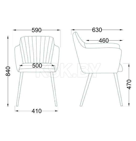 Стул BRIT, светло-серая ткань/дуб (63397) 