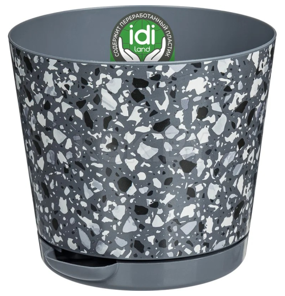Горшок "Stone Flower" D100мм, 0,5л с декором (серый) (221606835/01) 