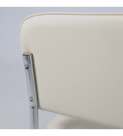 Кресло СЛАВИЯ, кремовый кожзам/хром