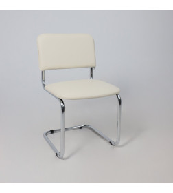 Кресло СЛАВИЯ, кремовый кожзам/хром