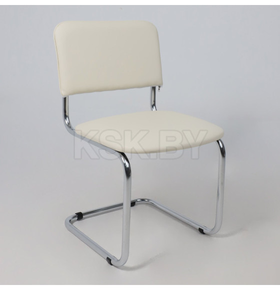Кресло СЛАВИЯ, кремовый кожзам/хром (114575) 