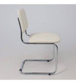 Кресло СЛАВИЯ, кремовый кожзам/хром