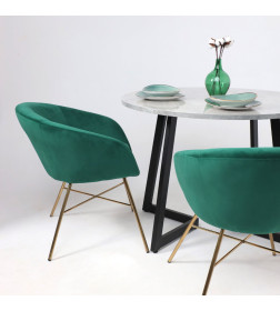 Стул AMUR, (зеленый велюр/золото)
