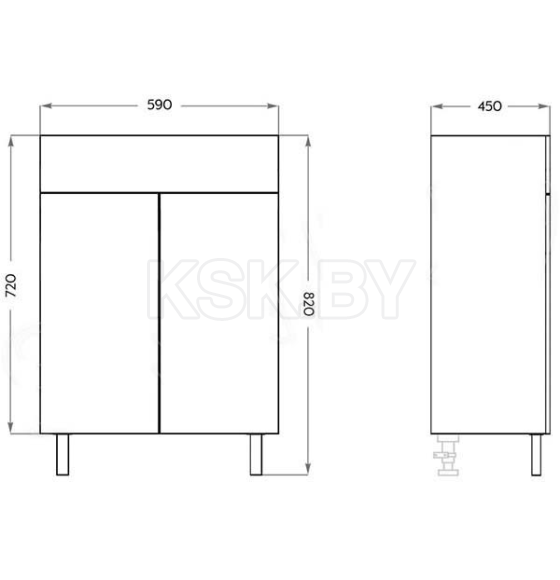 Тумба под умывальник Vako Смарт Слим 60 темный пепел 20797 (20797) 
