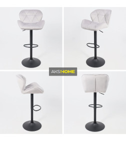 Стул барный BERLIN, (серый велюр/черный)