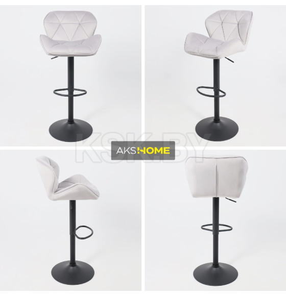 Стул барный BERLIN, (серый велюр/черный) (62686) 