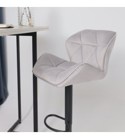 Стул барный BERLIN, (серый велюр/черный)