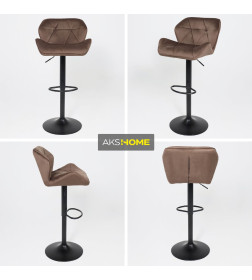 Стул барный BERLIN, (шоколадный велюр HCJ-10/черный)