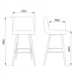 Стул барный MIA, пыльная роза велюр HLR25/черный
