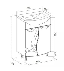 Тумба напольная Volna Adel 50.2D под умывальник Ладога tnADEL50.2D-01