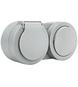 Выключатель 1-кл и розетка с/з с крышкой наружная IP54, серый Xone Ovivo