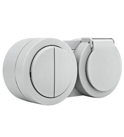 Выключатель 2-кл и розетка с/з с крышкой наружная IP54, серый Xone Ovivo