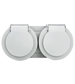 Розетка 2-я с/з наружная с крышкой IP54, серый Xone Ovivo