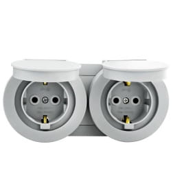 Розетка 2-я с/з наружная с крышкой IP54, серый Xone Ovivo