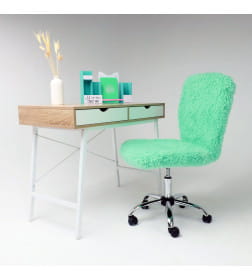 Кресло поворотное FLUFFY, искусственный мех, мятный