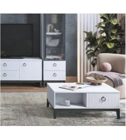 Стол журнальный "Шарлиз" (белое сияние/белый снег) МЛК 630-0428-05