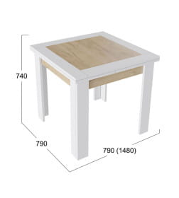 Стол раздвижной ХЬЮСТОН Тип 3 790(1480)*790, крафт золотой/белый