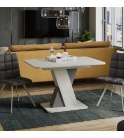 Стол обеденный ЛЮКСЕМБУРГ Тип 3, 1201(1581)*800, дуб крафт белый/серый, ТриЯ