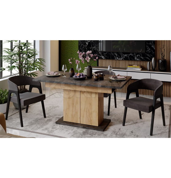 Стол раздвижной ДЕТРОЙТ Тип 1, 1504(2014)*850, ателье темный/дуб крафт золотой (115847) 