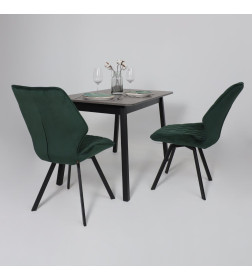 Стол TIRK RADIAL-110, раздвижной 110(142)х70 см, Дымчатая керамика/Чёрный