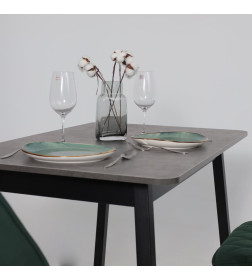 Стол TIRK RADIAL-110, раздвижной 110(142)х70 см, Дымчатая керамика/Чёрный