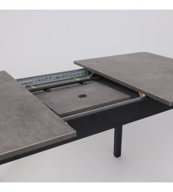 Стол TIRK RADIAL-110, раздвижной 110(142)х70 см, Дымчатая керамика/Чёрный