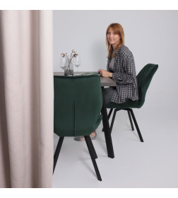 Стол BORG-120, раздвижной 120(160)х80 см, Дымчатая керамика/Чёрный