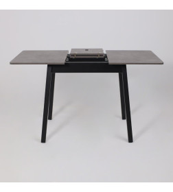 Стол TIRK RADIAL-94, раздвижной 94(126)х64 см, Дымчатая керамика/Чёрный