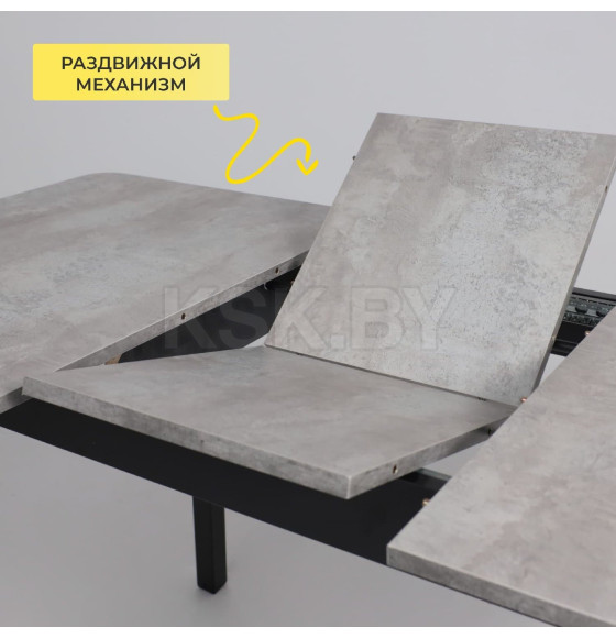 Стол TIRK RADIAL-110, раздвижной 110(142)х70, Серый сланец/Чёрный (120053) 