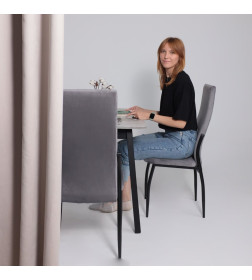 Стол TIRK RADIAL-110, раздвижной 110(142)х70, Серый сланец/Чёрный