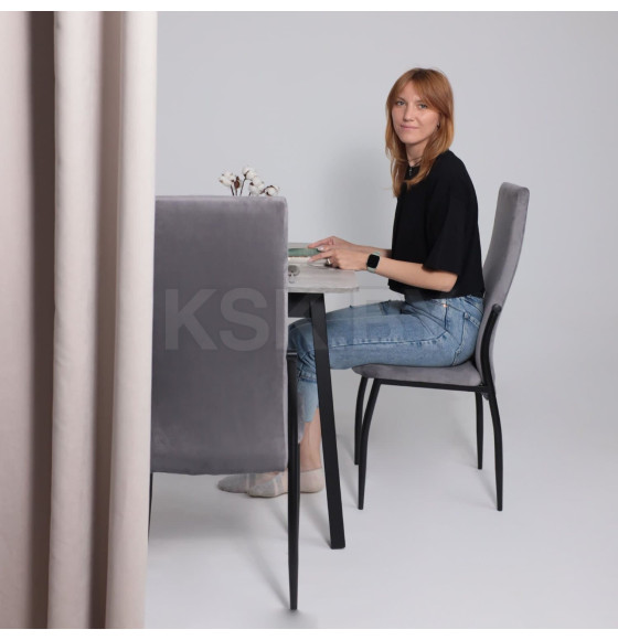 Стол TIRK RADIAL-110, раздвижной 110(142)х70, Серый сланец/Чёрный (120053) 