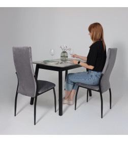 Стол TIRK RADIAL-110, раздвижной 110(142)х70, Серый сланец/Чёрный