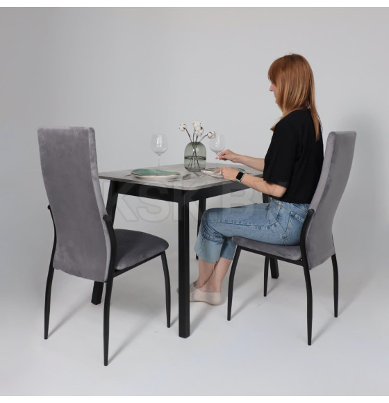 Стол TIRK RADIAL-110, раздвижной 110(142)х70, Серый сланец/Чёрный (120053) 