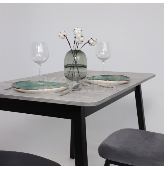 Стол TIRK RADIAL-110, раздвижной 110(142)х70, Серый сланец/Чёрный (120053) 