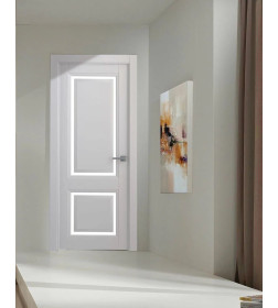 Дверное полотно Flash Eco Classic 02 парящая филенка ,2000х600х38мм,Белый,стекло матовое