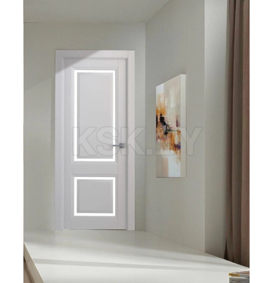 Дверное полотно Flash Eco Classic 02 парящая филенка ,2000х700х38мм,Белый,стекло матовое