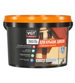 Эмаль VGT ВД-АК-1179 для крыши и цоколя "Профи", темно-коричневая полуглянцевая, 10 кг