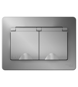 Розетка двойная c з/к с крышкой алюминий IP44 Blanca